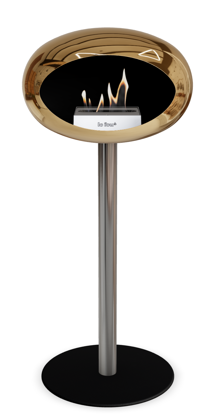 Le Feu GROUND STEEL HIGH Chrom Roségold Ø 60 mm – Rohr Edelstahl, Brenner Edelstahl, Bodenplatte Schwarz