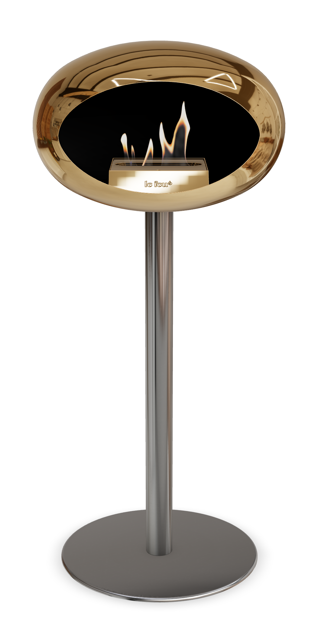 Le Feu GROUND STEEL HIGH Chrom Roségold Ø 60 mm – Rohr Edelstahl, Brenner Roségold, Bodenplatte Edelstahl