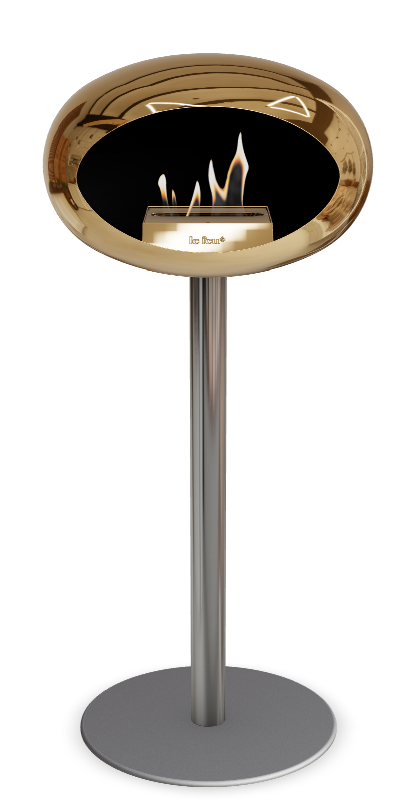 Le Feu GROUND STEEL HIGH Chrom Roségold Ø 60 mm – Rohr Edelstahl, Brenner Roségold, Bodenplatte Nickel