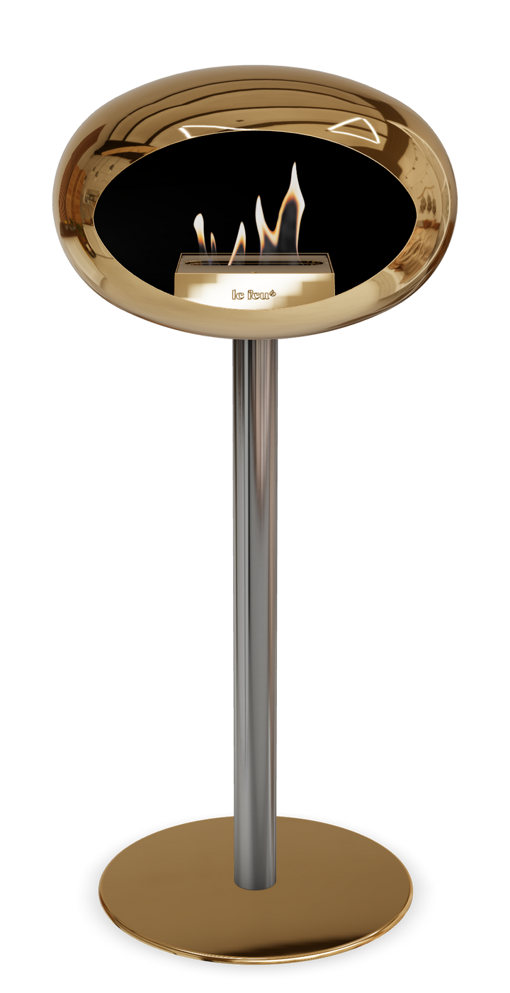 Le Feu GROUND STEEL HIGH Chrom Roségold Ø 60 mm – Rohr Edelstahl, Brenner Roségold, Bodenplatte Roségold