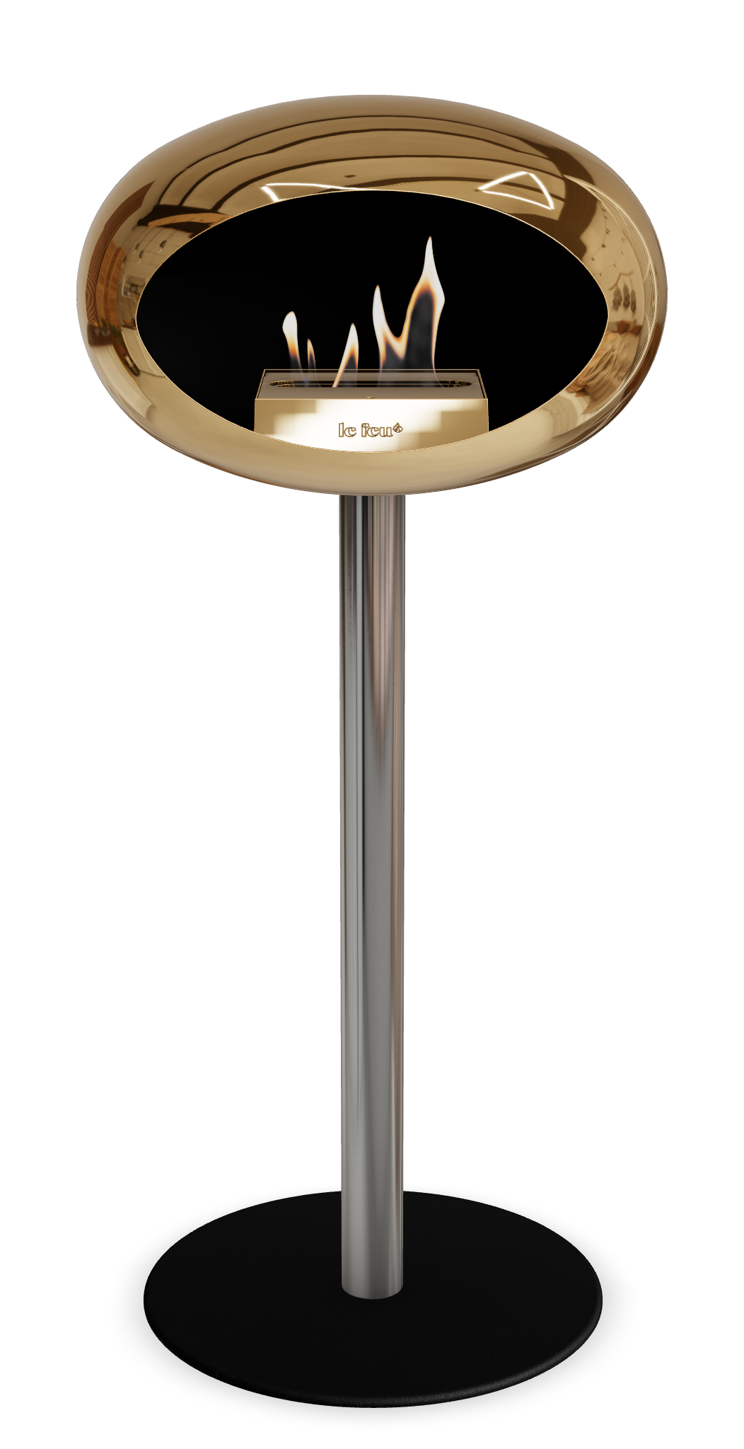 Le Feu GROUND STEEL HIGH Chrom Roségold Ø 60 mm – Rohr Edelstahl, Brenner Roségold, Bodenplatte Schwarz