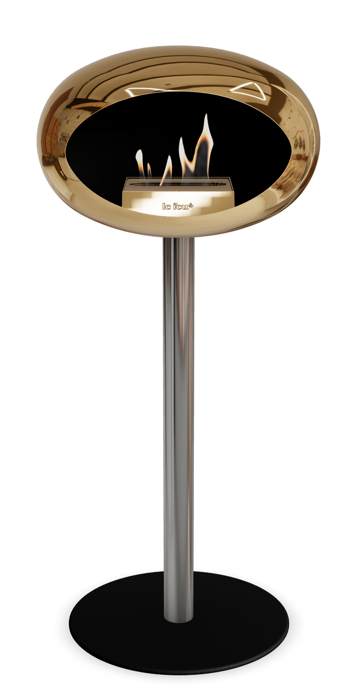 Le Feu GROUND STEEL HIGH Chrom Roségold Ø 60 mm – Rohr Edelstahl, Brenner Roségold, Bodenplatte Schwarz
