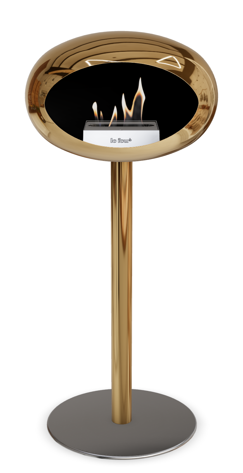 Le Feu GROUND STEEL HIGH Chrom Roségold Ø 60 mm – Rohr Roségold, Brenner Edelstahl, Bodenplatte Edelstahl