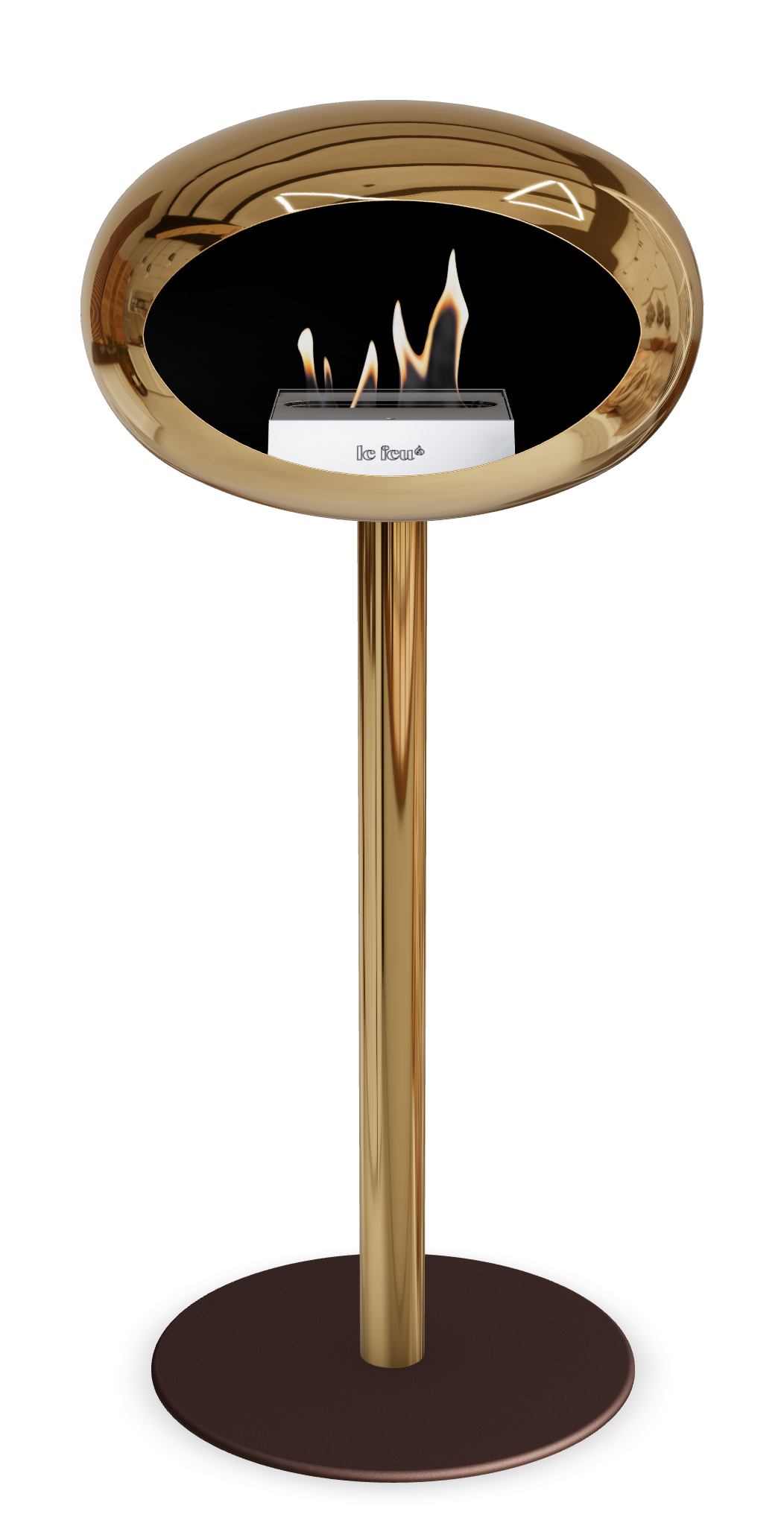 Le Feu GROUND STEEL HIGH Chrom Roségold Ø 60 mm – Rohr Roségold, Brenner Edelstahl, Bodenplatte Mokka