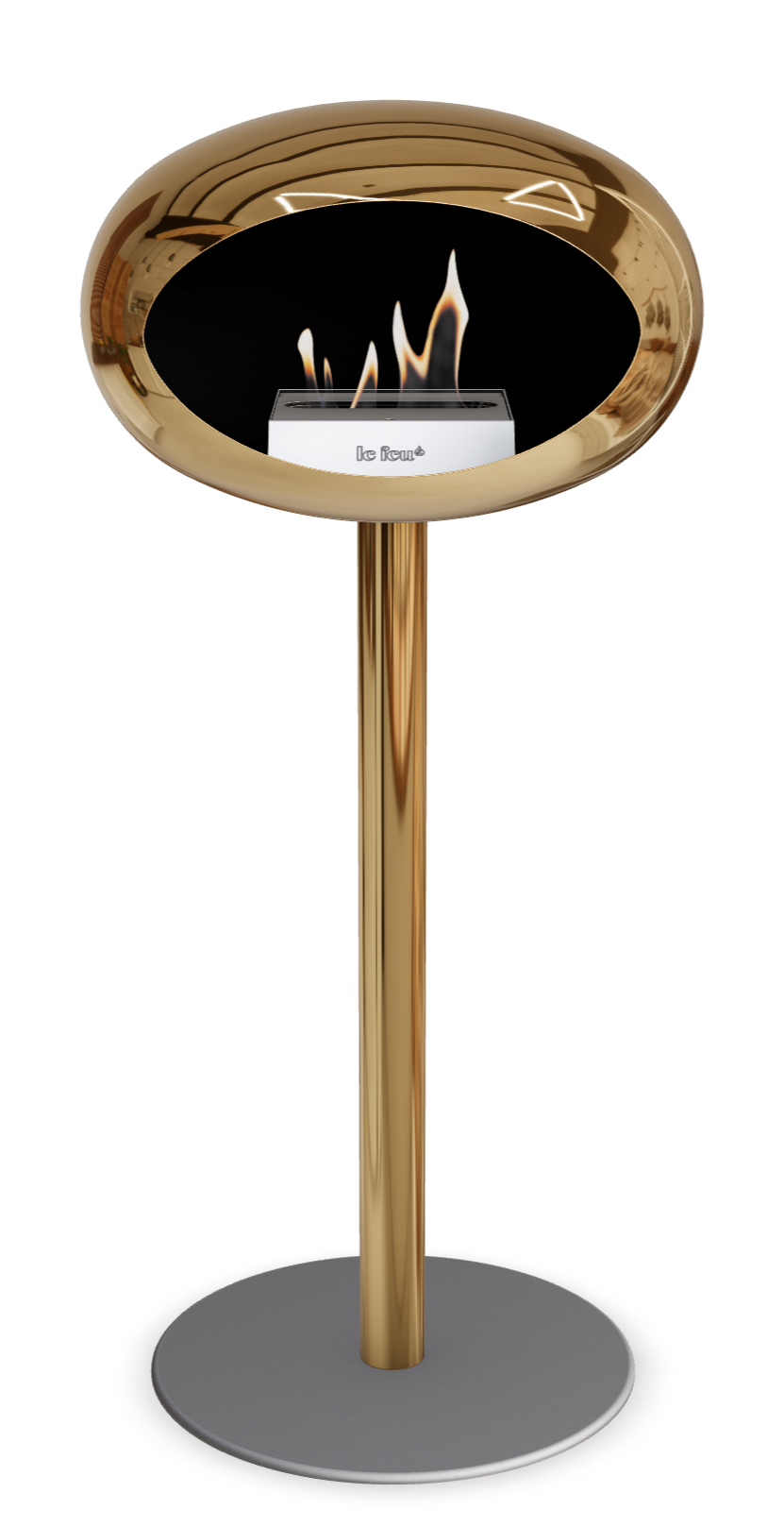 Le Feu GROUND STEEL HIGH Chrom Roségold Ø 60 mm – Rohr Roségold, Brenner Edelstahl, Bodenplatte Nickel