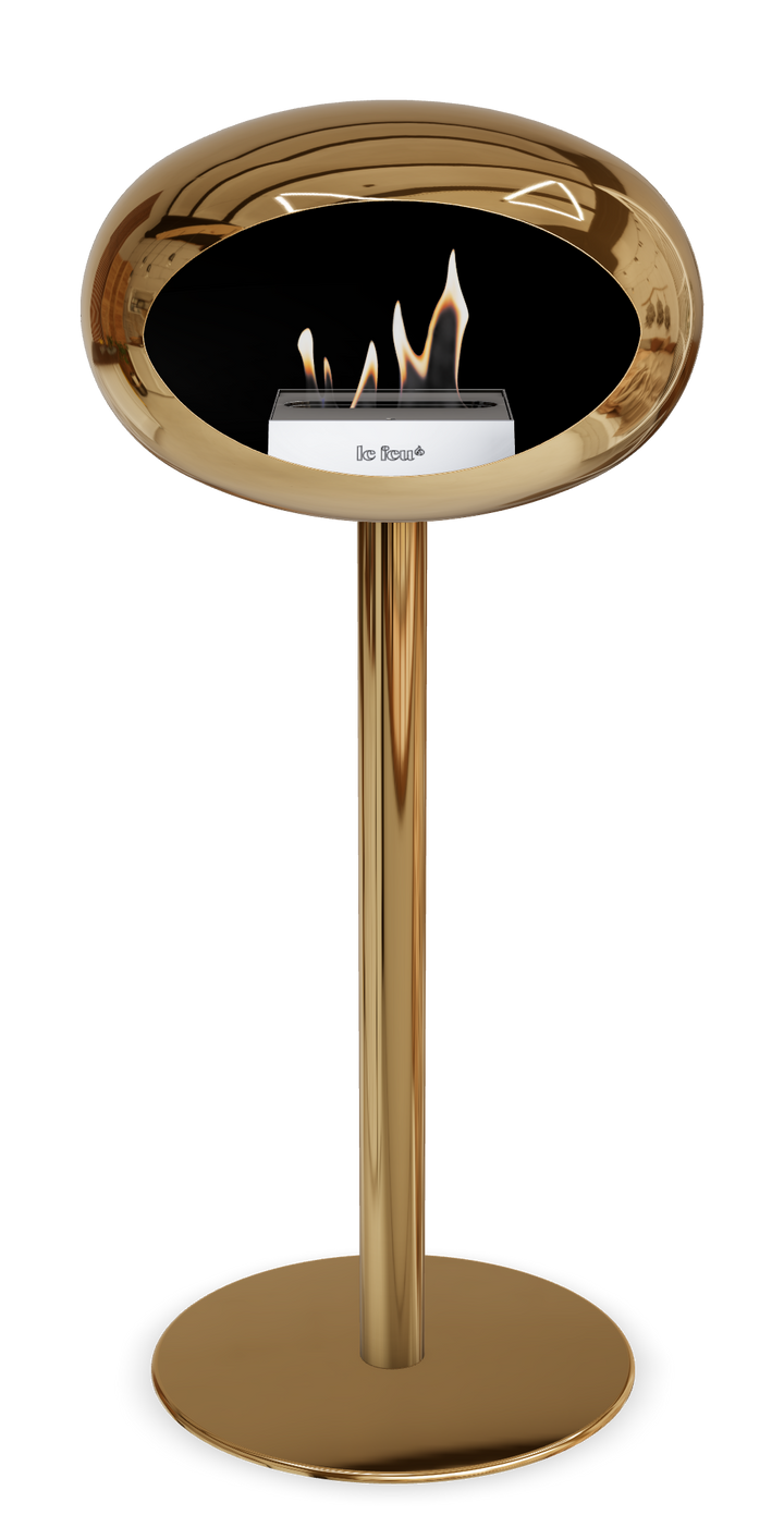 Le Feu GROUND STEEL HIGH Chrom Roségold Ø 60 mm – Rohr Roségold, Brenner Edelstahl, Bodenplatte Roségold
