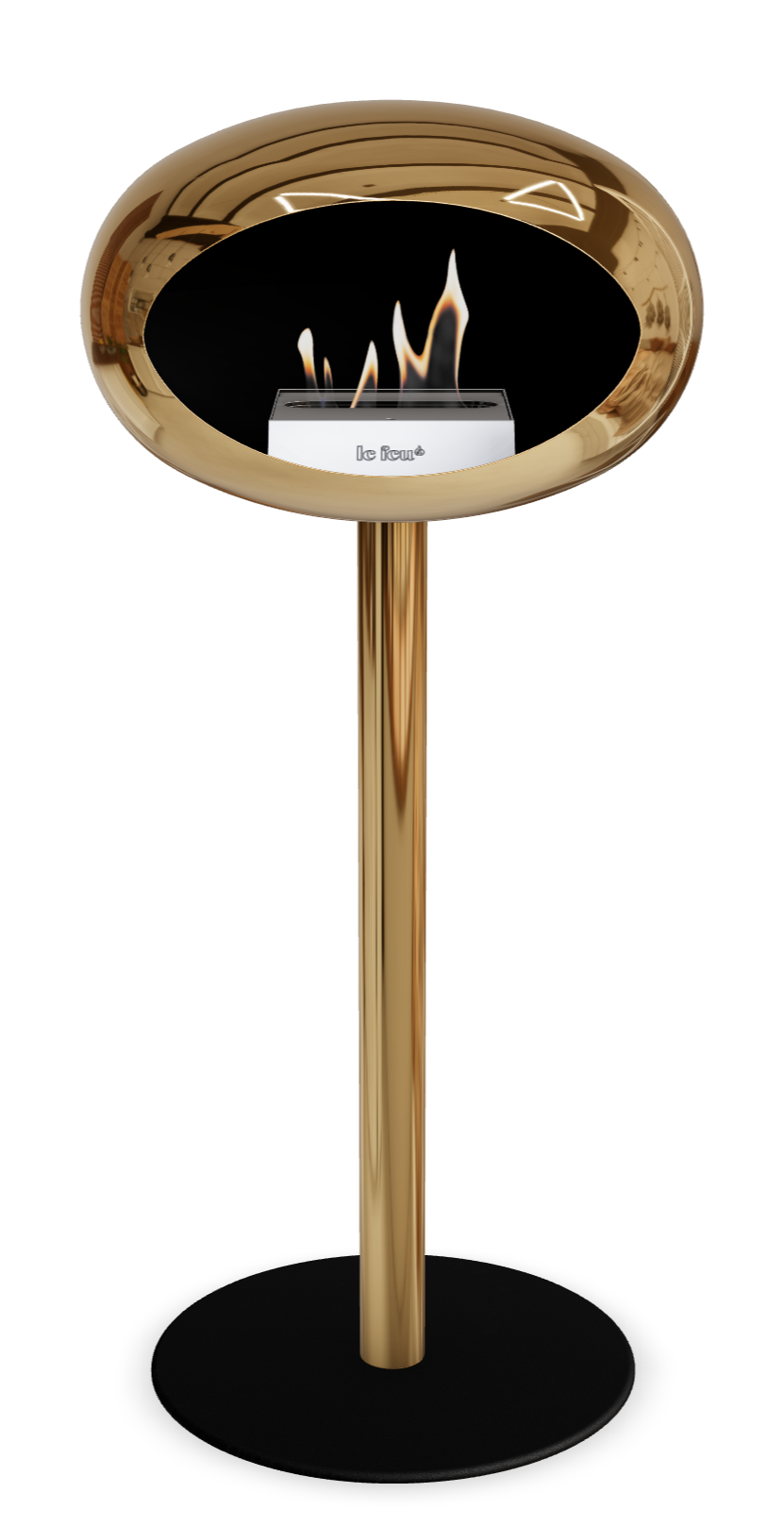 Le Feu GROUND STEEL HIGH Chrom Roségold Ø 60 mm – Rohr Roségold, Brenner Edelstahl, Bodenplatte Schwarz