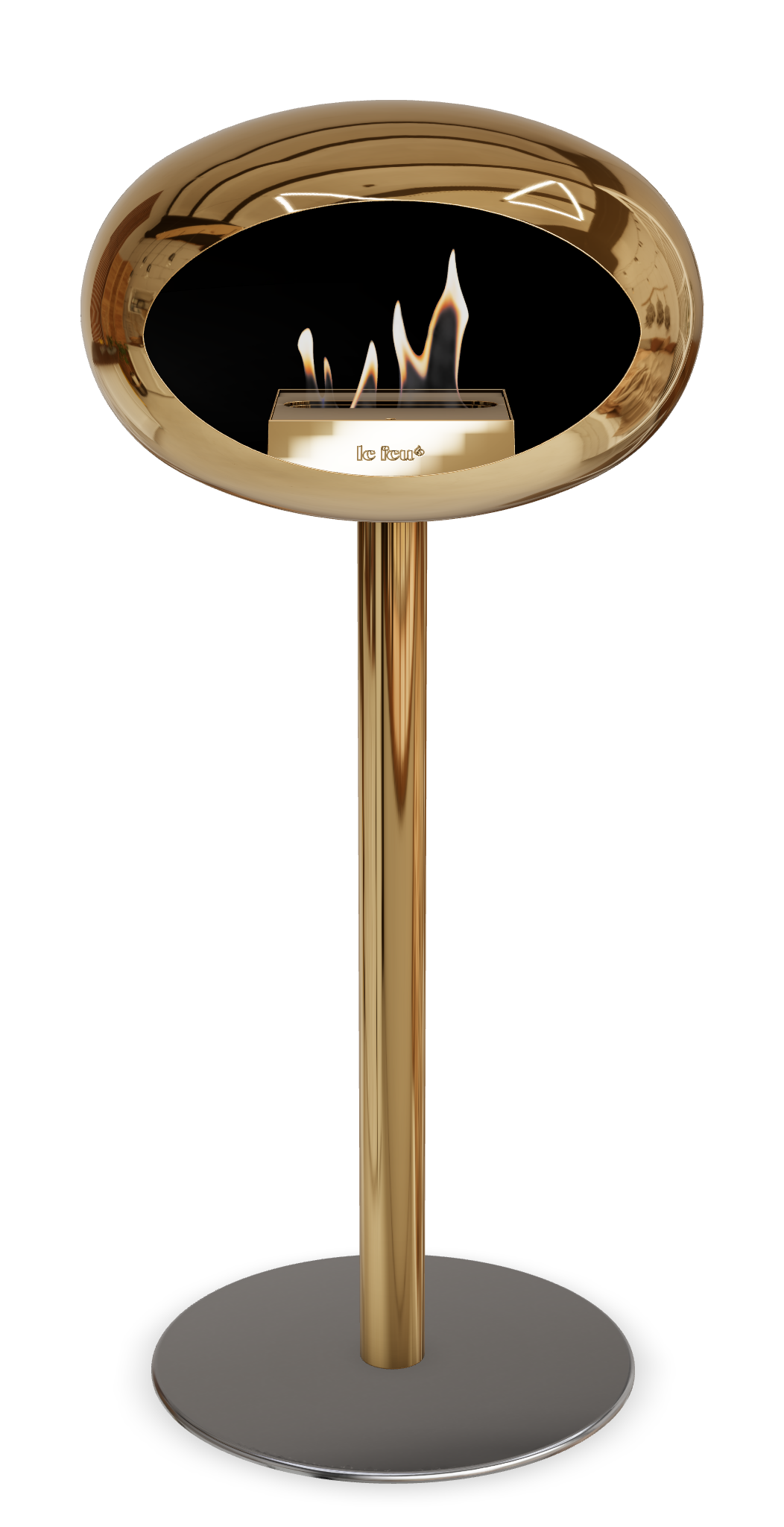 Le Feu GROUND STEEL HIGH Chrom Roségold Ø 60 mm – Rohr Roségold, Brenner Roségold, Bodenplatte Edelstahl