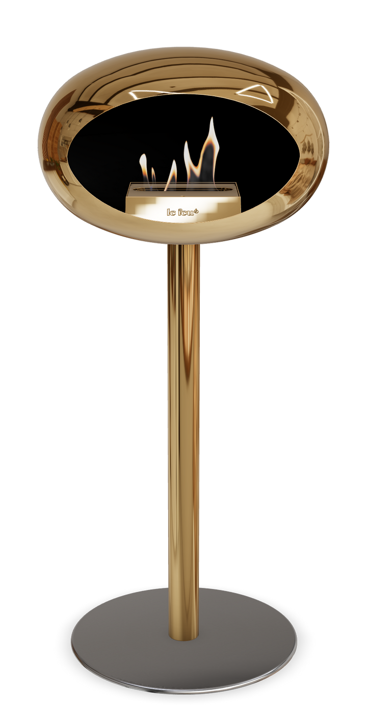 Le Feu GROUND STEEL HIGH Chrom Roségold Ø 60 mm – Rohr Roségold, Brenner Roségold, Bodenplatte Edelstahl