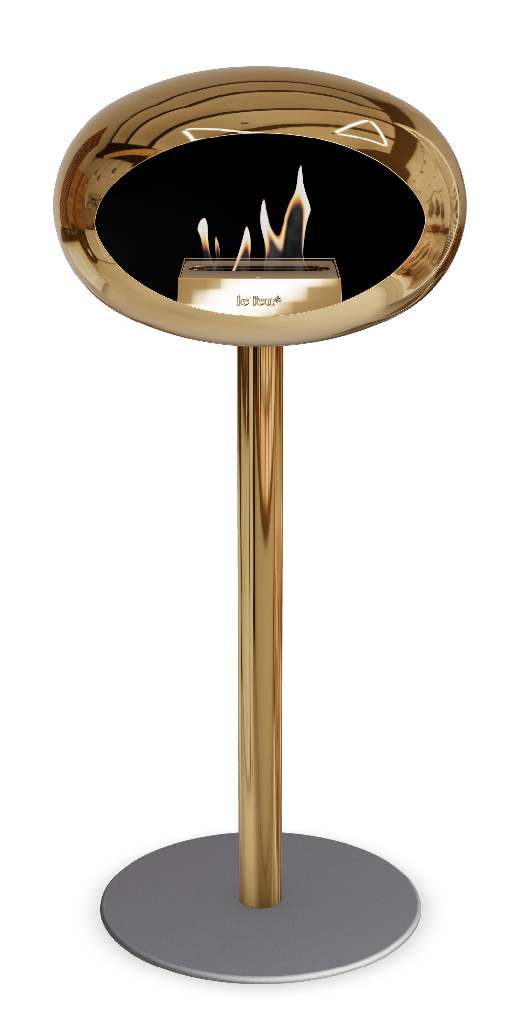 Le Feu GROUND STEEL HIGH Chrom Roségold Ø 60 mm – Rohr Roségold, Brenner Roségold, Bodenplatte Nickel