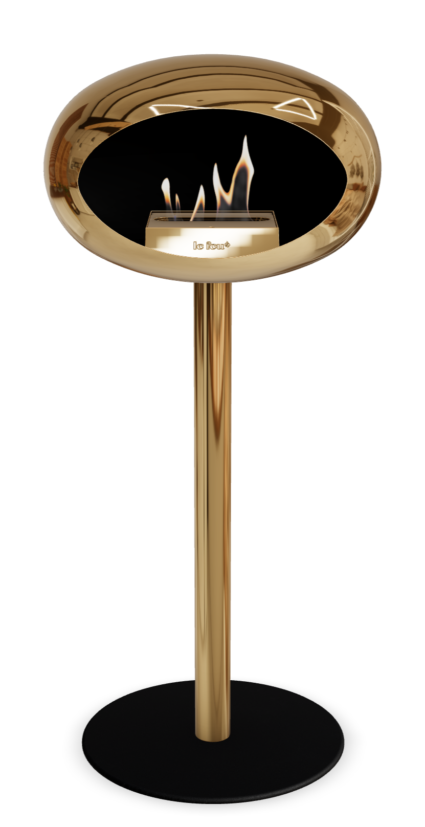 Le Feu GROUND STEEL HIGH Chrom Roségold Ø 60 mm – Rohr Roségold, Brenner Roségold, Bodenplatte Schwarz