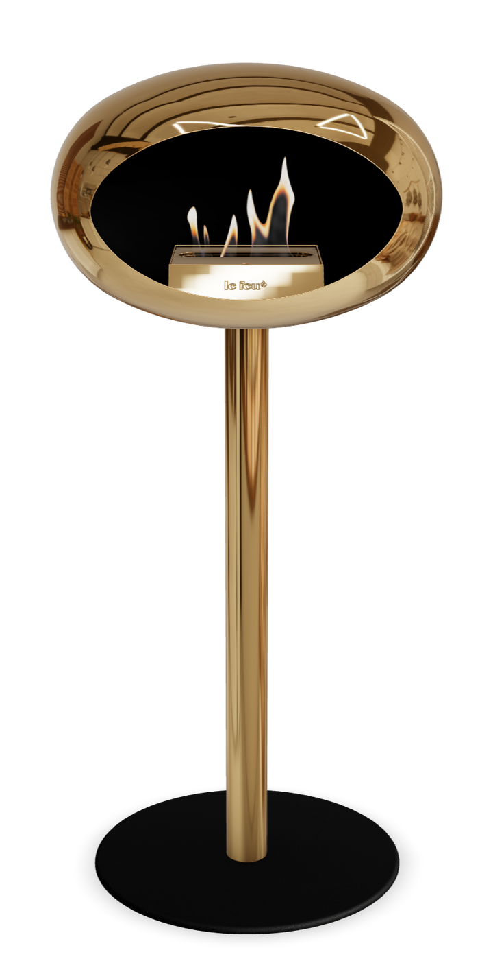 Le Feu GROUND STEEL HIGH Chrom Roségold Ø 60 mm – Rohr Roségold, Brenner Roségold, Bodenplatte Schwarz