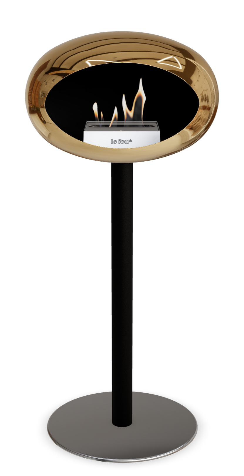 Le Feu GROUND STEEL HIGH Chrom Roségold Ø 60 mm – Rohr Schwarz, Brenner Edelstahl, Bodenplatte Edelstahl