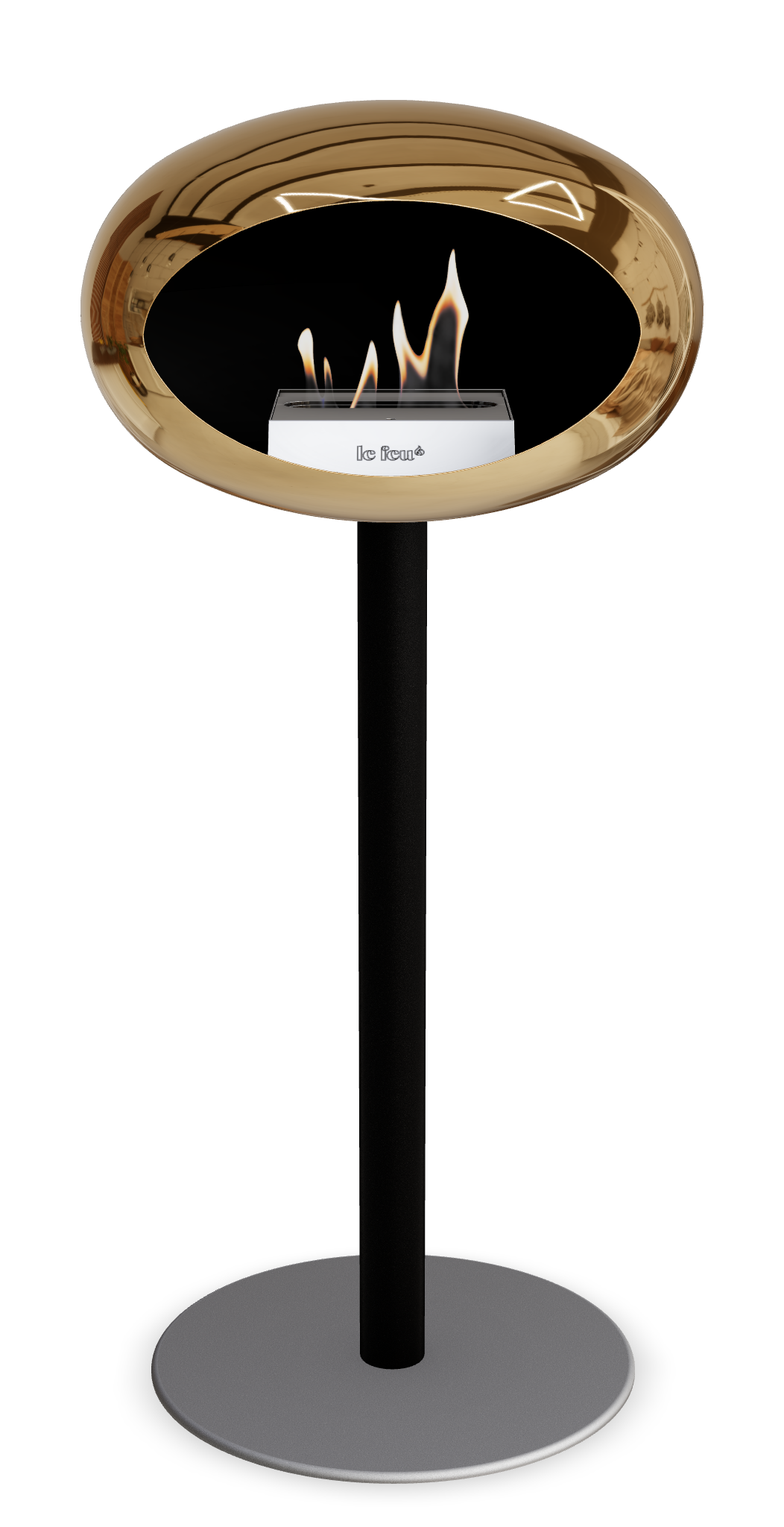 Le Feu GROUND STEEL HIGH Chrom Roségold Ø 60 mm – Rohr Schwarz, Brenner Edelstahl, Bodenplatte Nickel