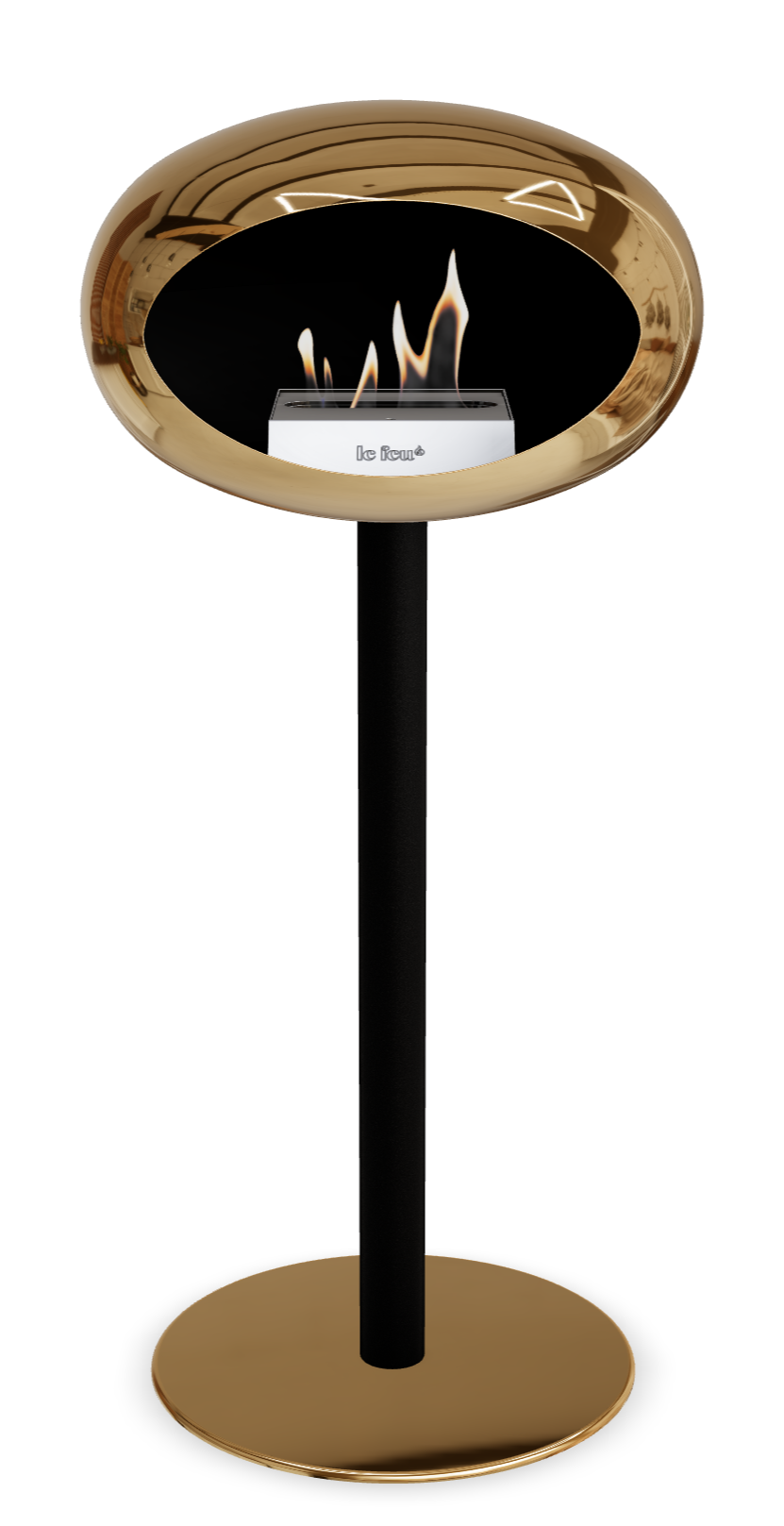 Le Feu GROUND STEEL HIGH Chrom Roségold Ø 60 mm – Rohr Schwarz, Brenner Edelstahl, Bodenplatte Roségold