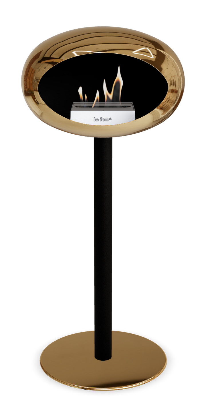 Le Feu GROUND STEEL HIGH Chrom Roségold Ø 60 mm – Rohr Schwarz, Brenner Edelstahl, Bodenplatte Roségold