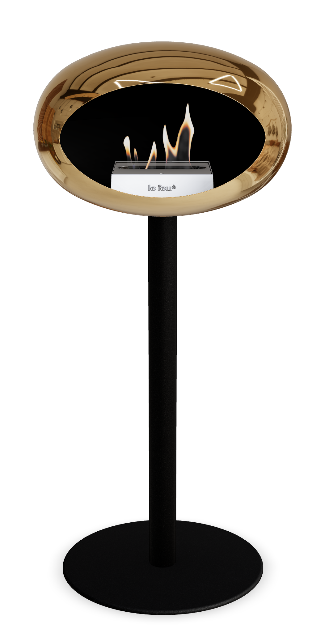 Le Feu GROUND STEEL HIGH Chrom Roségold Ø 60 mm – Rohr Schwarz, Brenner Edelstahl, Bodenplatte Schwarz