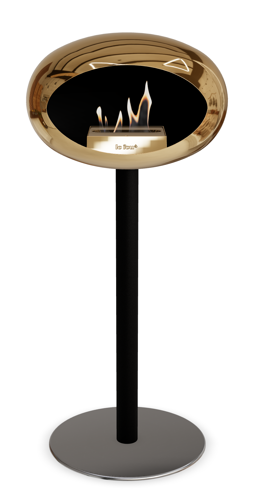 Le Feu GROUND STEEL HIGH Chrom Roségold Ø 60 mm – Rohr Schwarz, Brenner Roségold, Bodenplatte Edelstahl