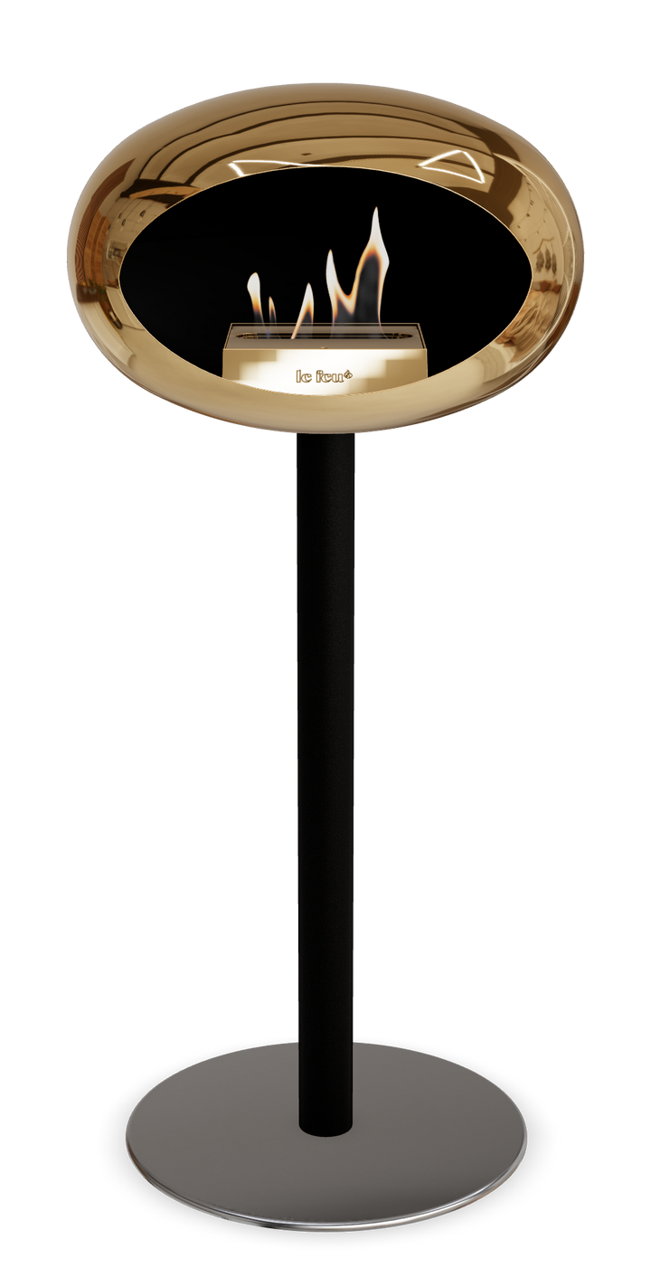 Le Feu GROUND STEEL HIGH Chrom Roségold Ø 60 mm – Rohr Schwarz, Brenner Roségold, Bodenplatte Edelstahl