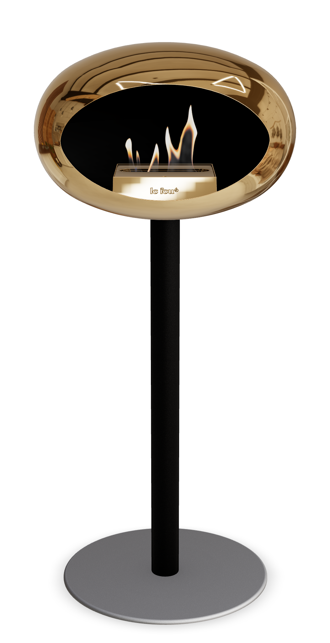 Le Feu GROUND STEEL HIGH Chrom Roségold Ø 60 mm – Rohr Schwarz, Brenner Roségold, Bodenplatte Nickel