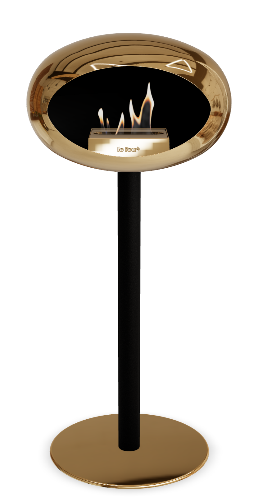 Le Feu GROUND STEEL HIGH Chrom Roségold Ø 60 mm – Rohr Schwarz, Brenner Roségold, Bodenplatte Roségold