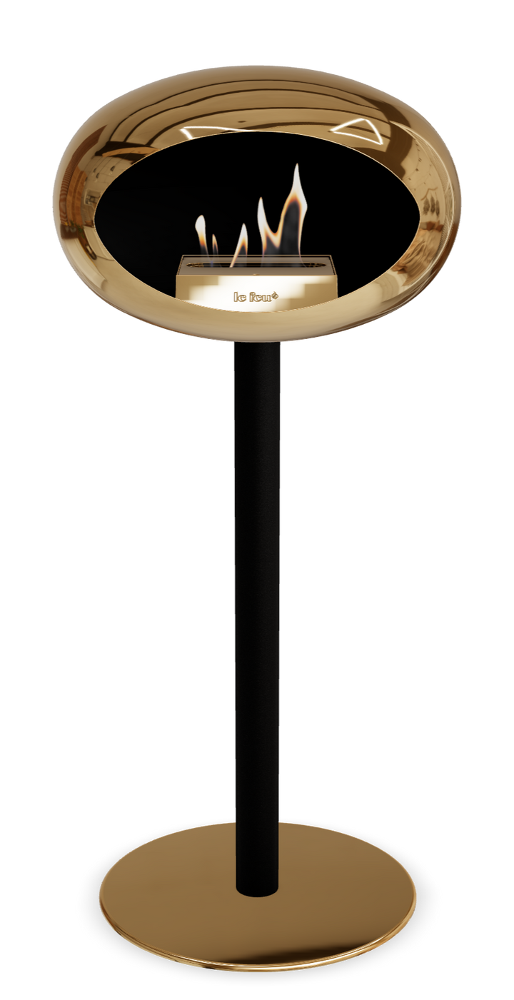 Le Feu GROUND STEEL HIGH Chrom Roségold Ø 60 mm – Rohr Schwarz, Brenner Roségold, Bodenplatte Roségold