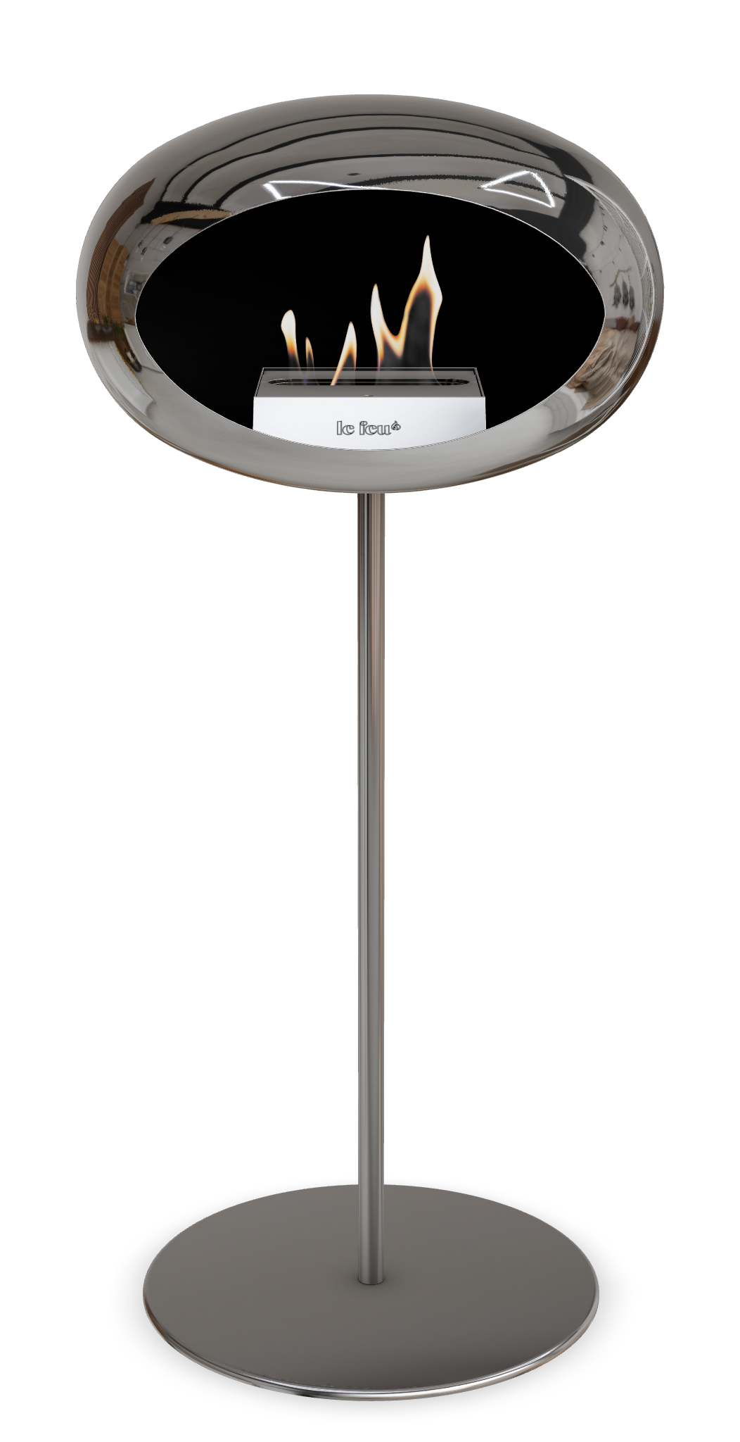 Le Feu GROUND STEEL HIGH Chrom Silber Ø 25 mm – Rohr Edelstahl, Brenner Edelstahl, Bodenplatte Edelstahl