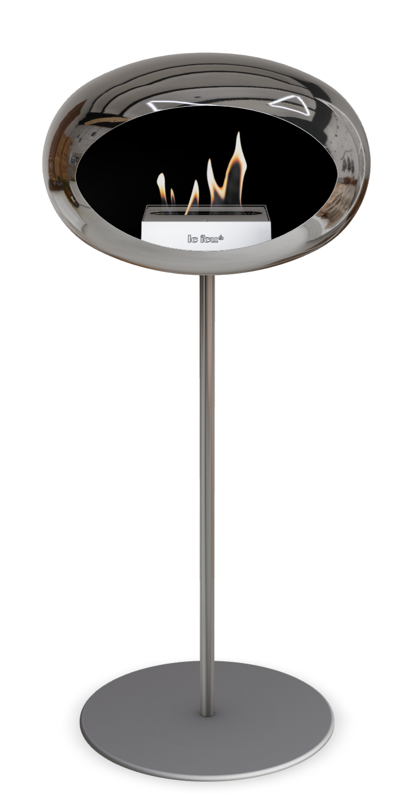 Le Feu GROUND STEEL HIGH Chrom Silber Ø 25 mm – Rohr Edelstahl, Brenner Edelstahl, Bodenplatte Nickel