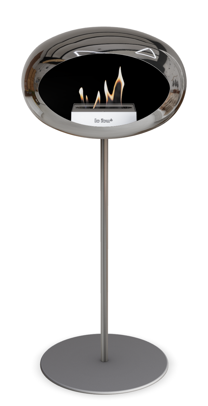 Le Feu GROUND STEEL HIGH Chrom Silber Ø 25 mm – Rohr Edelstahl, Brenner Edelstahl, Bodenplatte Nickel