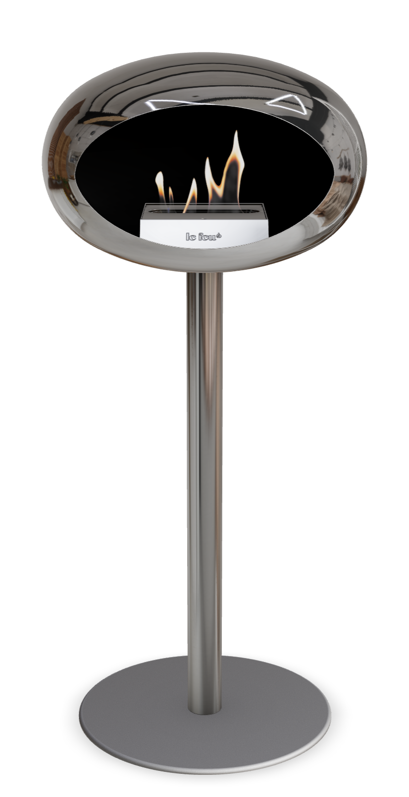Le Feu GROUND STEEL HIGH Chrom Silber Ø 60 mm – Rohr Edelstahl, Brenner Edelstahl, Bodenplatte Nickel