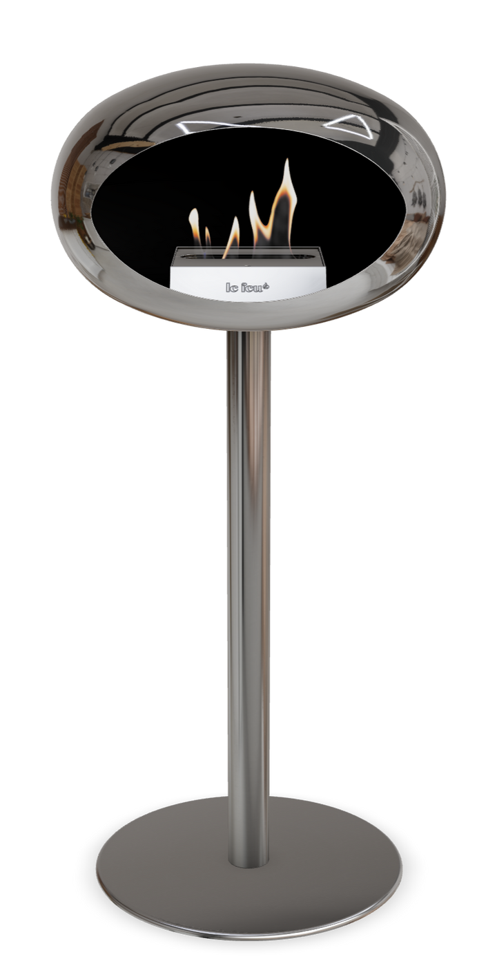 Le Feu GROUND STEEL HIGH Chrom Silber Ø 60 mm – Rohr Edelstahl, Brenner Roségold, Bodenplatte Edelstahl