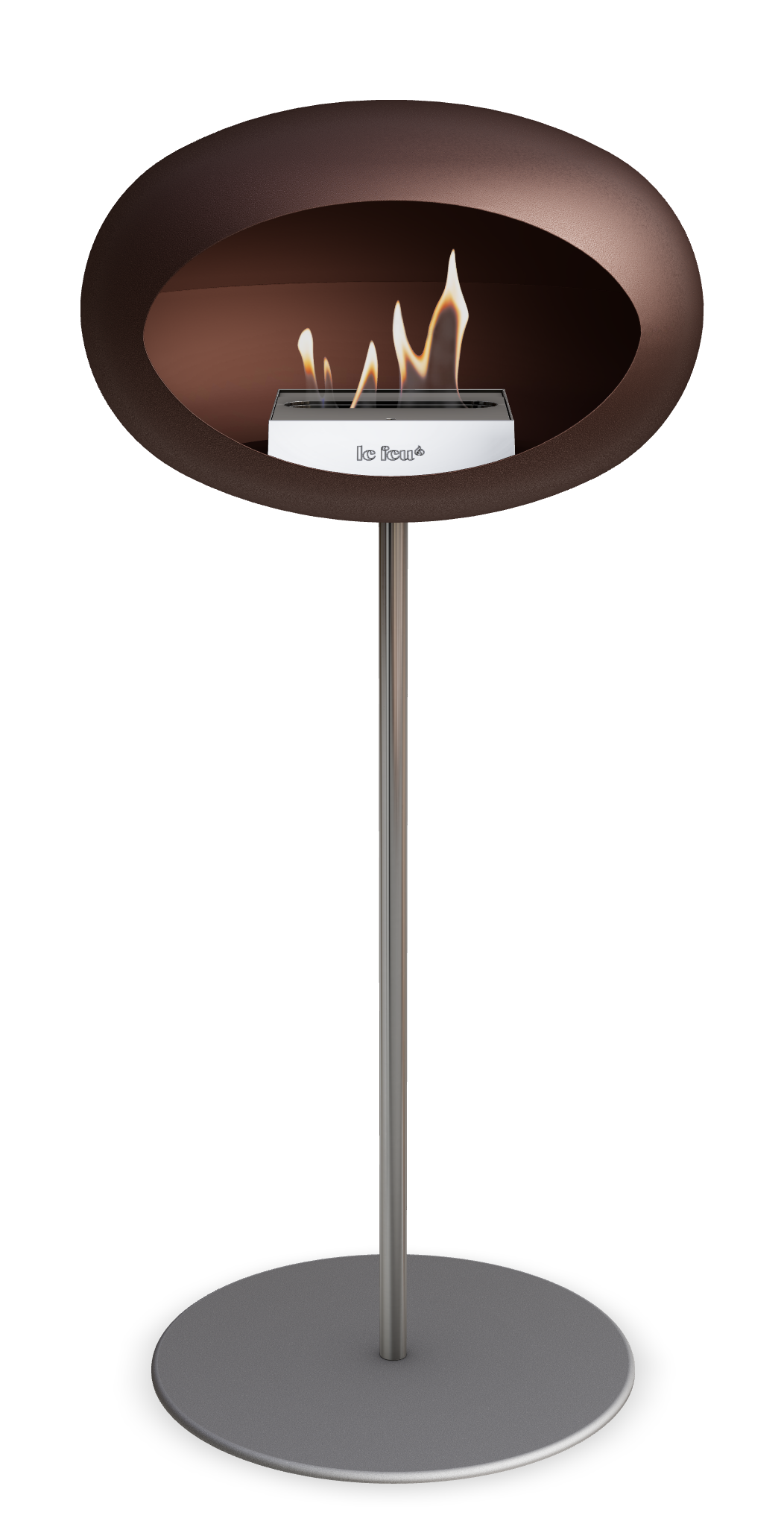 Le Feu GROUND STEEL HIGH Mokka Ø 25 mm – Rohr Edelstahl, Brenner Edelstahl, Bodenplatte Nickel