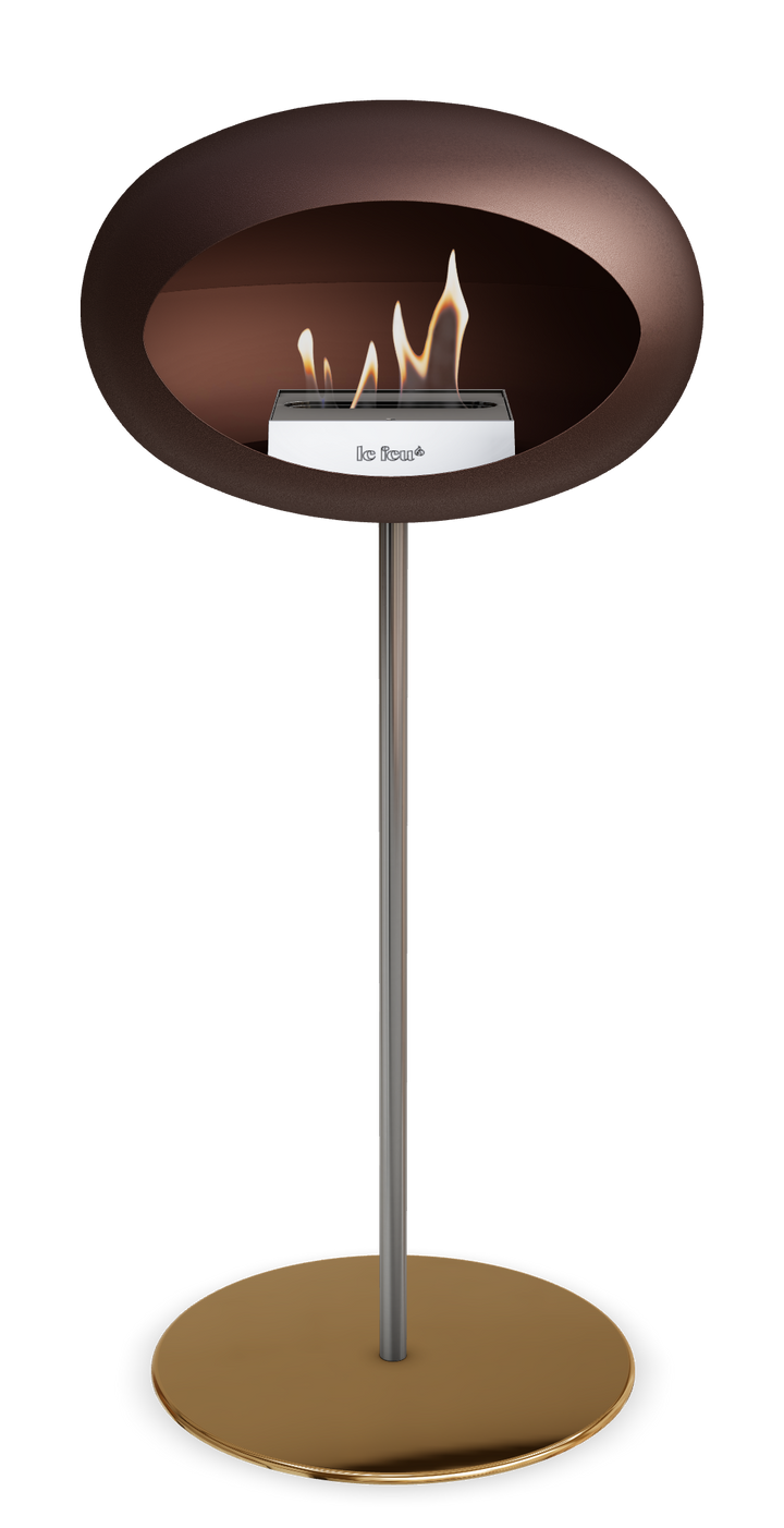Le Feu GROUND STEEL HIGH Mokka Ø 25 mm – Rohr Edelstahl, Brenner Edelstahl, Bodenplatte Roségold