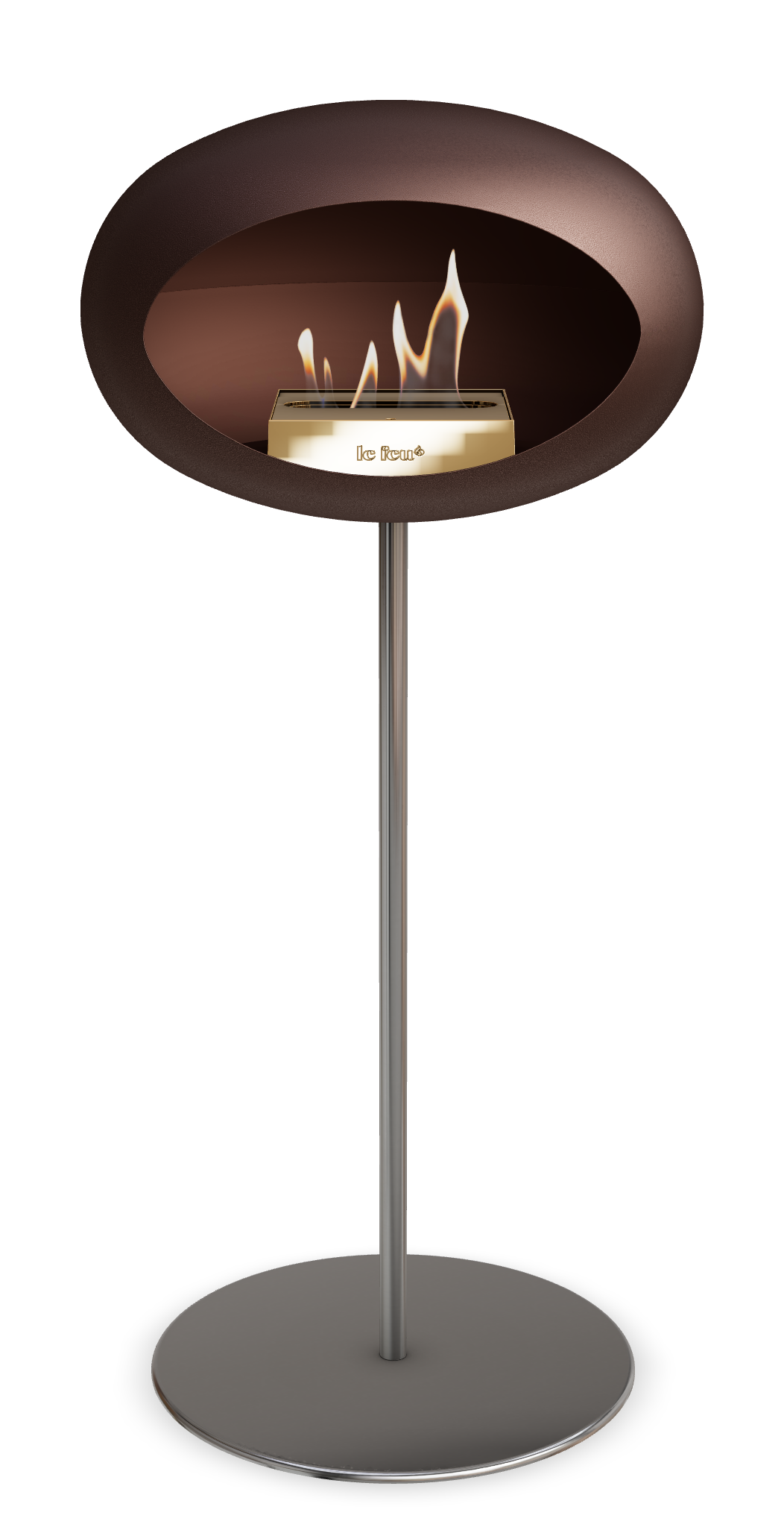 Le Feu GROUND STEEL HIGH Mokka Ø 25 mm – Rohr Edelstahl, Brenner Roségold, Bodenplatte Edelstahl