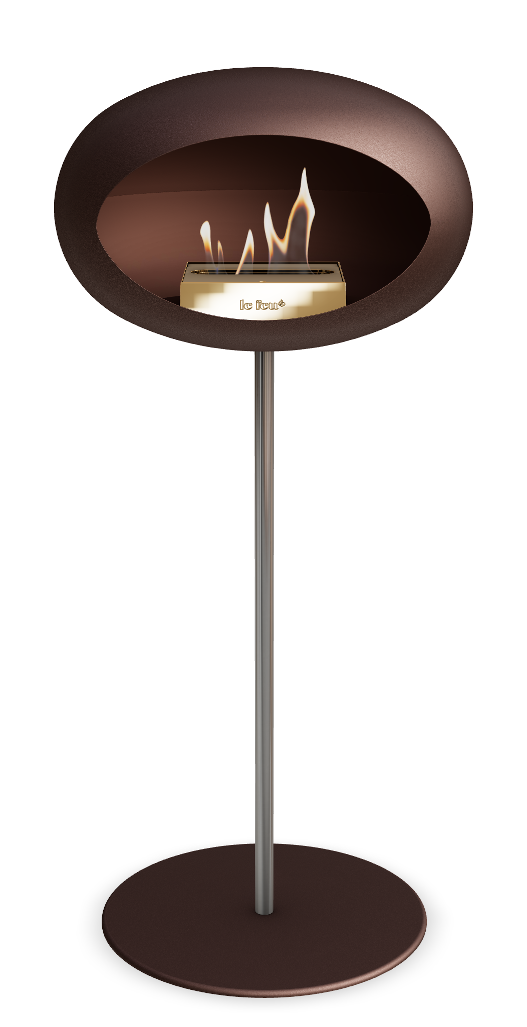 Le Feu GROUND STEEL HIGH Mokka Ø 25 mm – Rohr Edelstahl, Brenner Roségold, Bodenplatte Mokka
