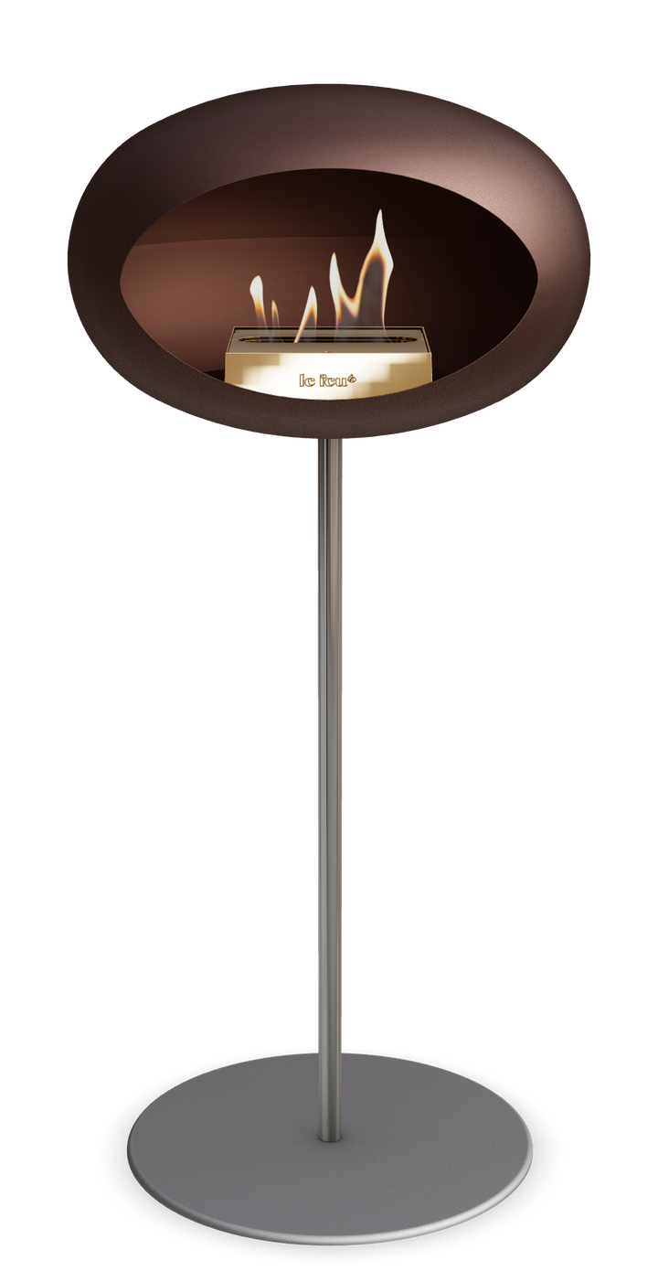 Le Feu GROUND STEEL HIGH Mokka Ø 25 mm – Rohr Edelstahl, Brenner Roségold, Bodenplatte Nickel