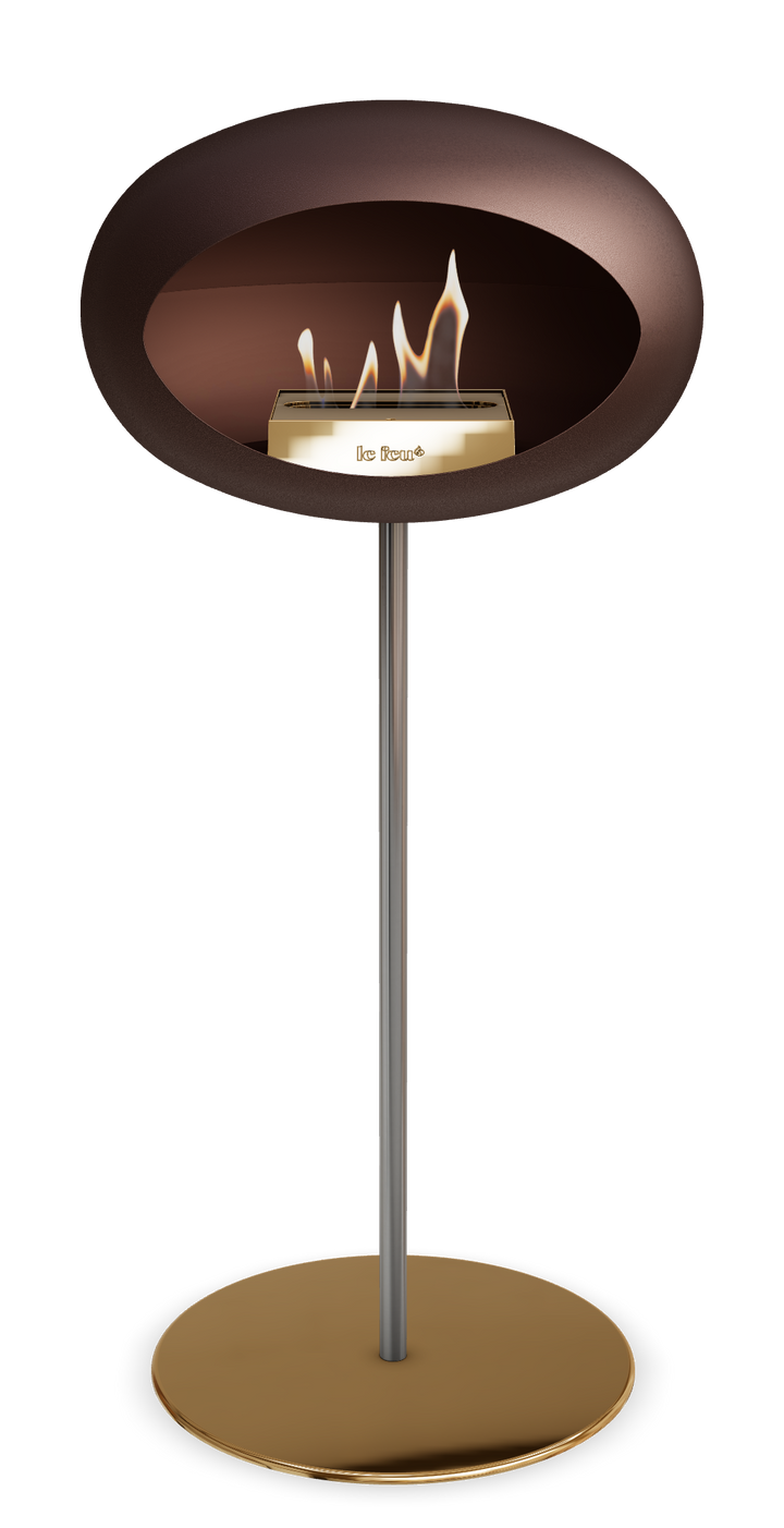 Le Feu GROUND STEEL HIGH Mokka Ø 25 mm – Rohr Edelstahl, Brenner Roségold, Bodenplatte Roségold