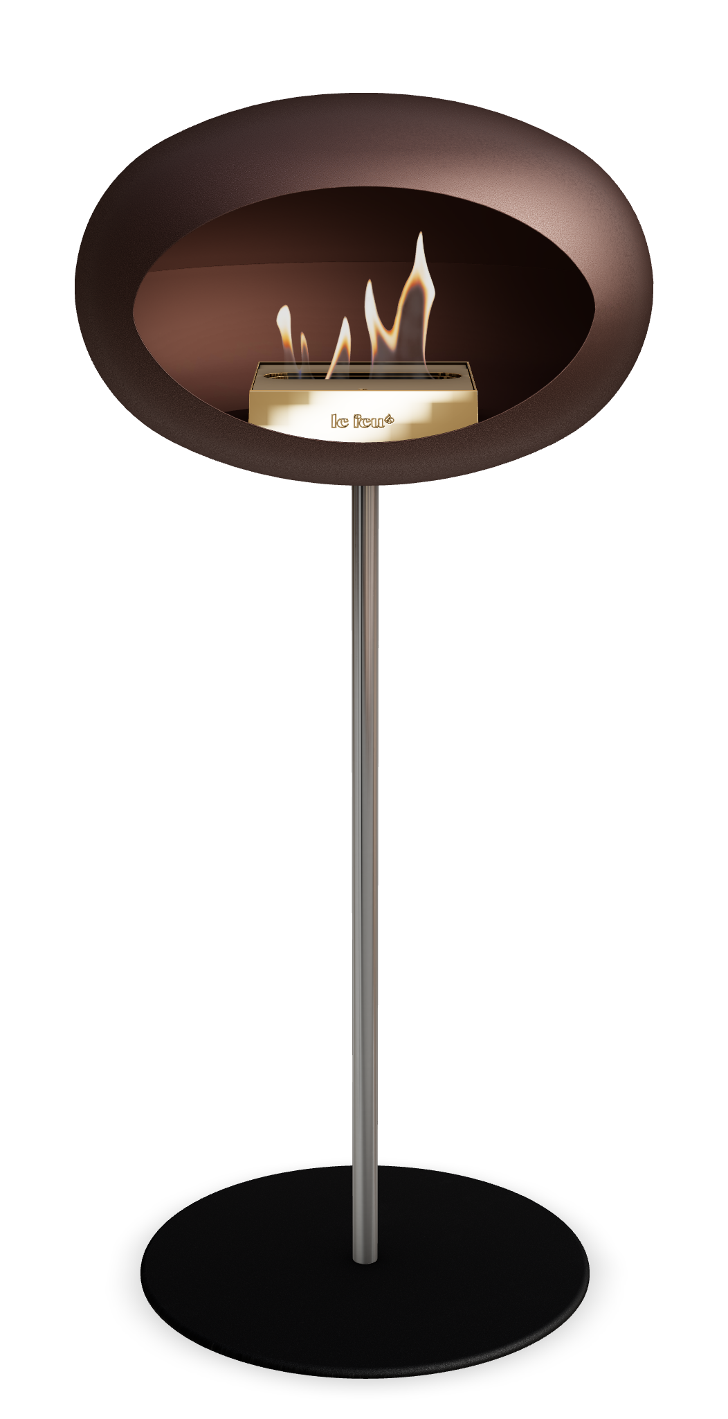 Le Feu GROUND STEEL HIGH Mokka Ø 25 mm – Rohr Edelstahl, Brenner Roségold, Bodenplatte Schwarz