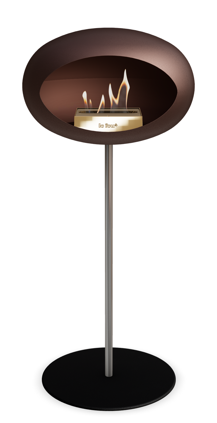 Le Feu GROUND STEEL HIGH Mokka Ø 25 mm – Rohr Edelstahl, Brenner Roségold, Bodenplatte Schwarz
