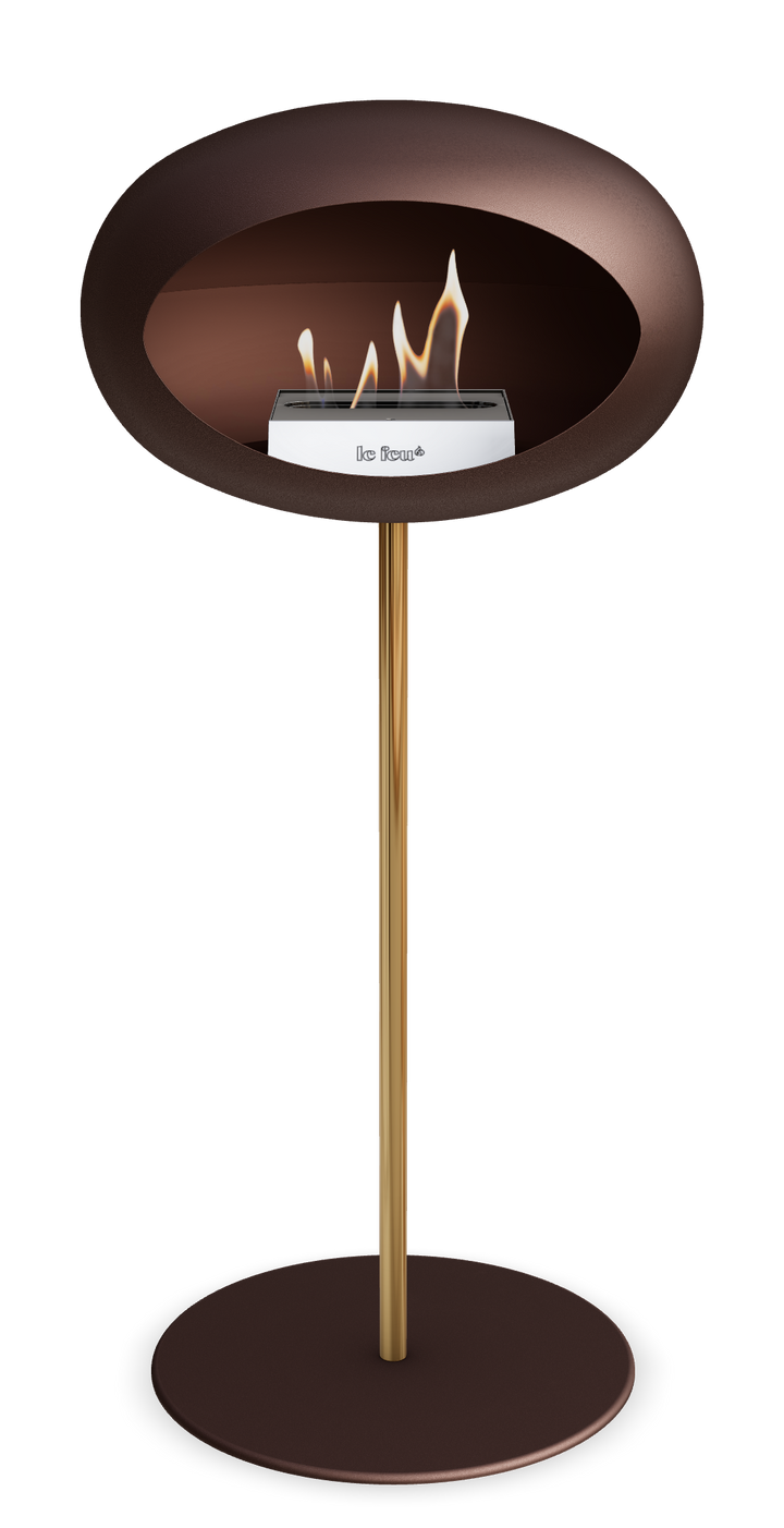 Le Feu GROUND STEEL HIGH Mokka Ø 25 mm – Rohr Roségold, Brenner Edelstahl, Bodenplatte Mokka