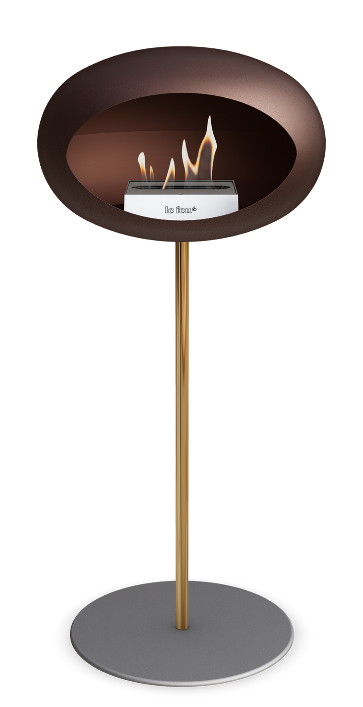 Le Feu GROUND STEEL HIGH Mokka Ø 25 mm – Rohr Roségold, Brenner Edelstahl, Bodenplatte Nickel