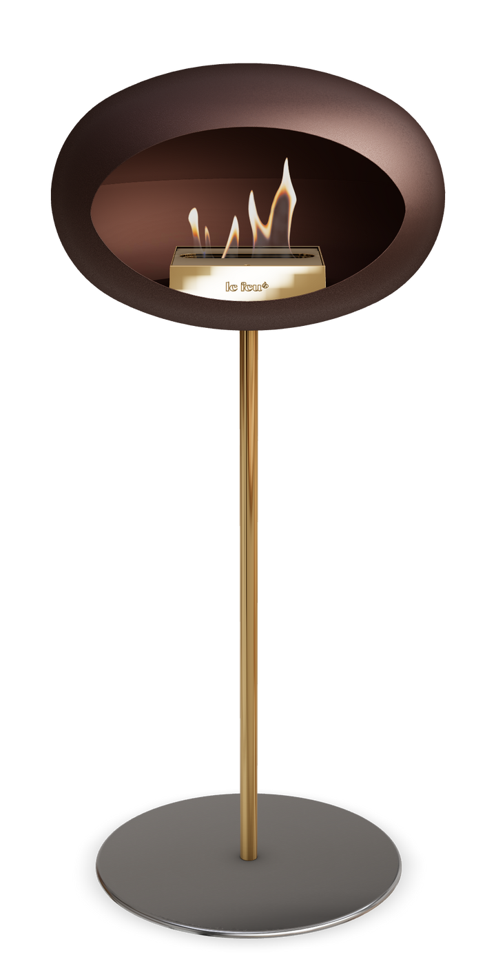Le Feu GROUND STEEL HIGH Mokka Ø 25 mm – Rohr Roségold, Brenner Roségold, Bodenplatte Edelstahl