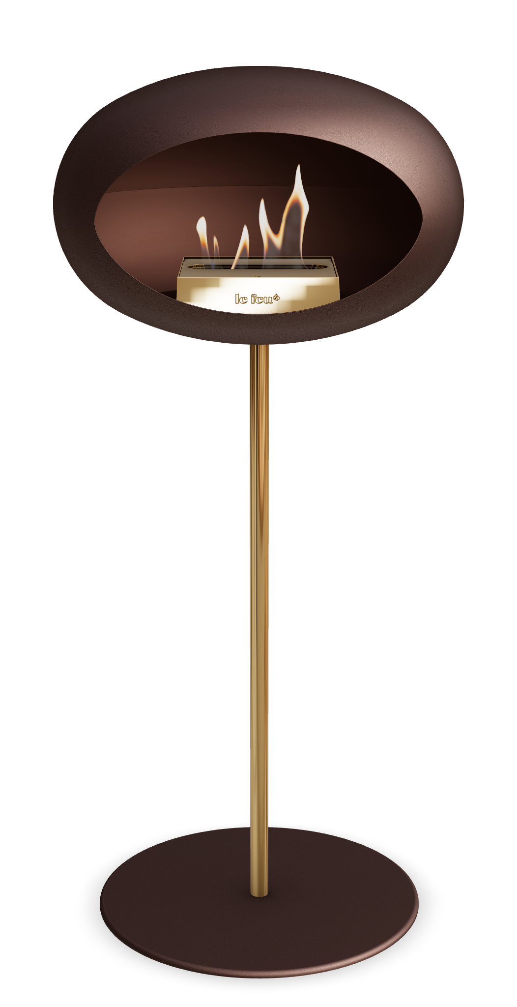 Le Feu GROUND STEEL HIGH Mokka Ø 25 mm – Rohr Roségold, Brenner Roségold, Bodenplatte Mokka