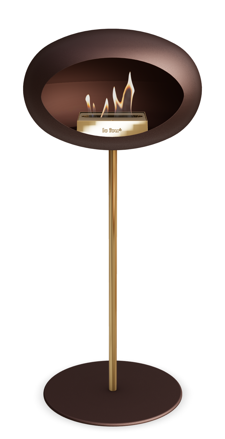 Le Feu GROUND STEEL HIGH Mokka Ø 25 mm – Rohr Roségold, Brenner Roségold, Bodenplatte Mokka