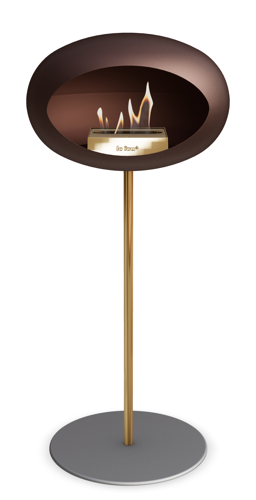 Le Feu GROUND STEEL HIGH Mokka Ø 25 mm – Rohr Roségold, Brenner Roségold, Bodenplatte Nickel