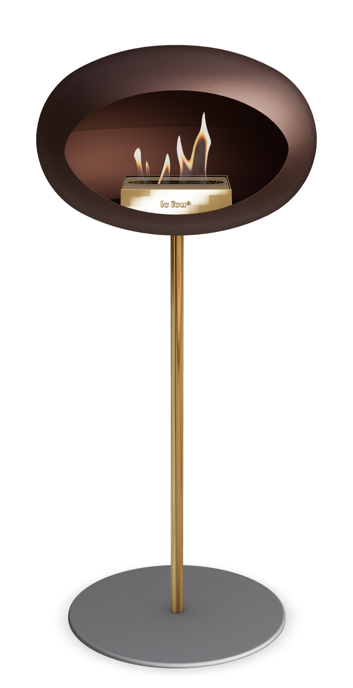Le Feu GROUND STEEL HIGH Mokka Ø 25 mm – Rohr Roségold, Brenner Roségold, Bodenplatte Nickel