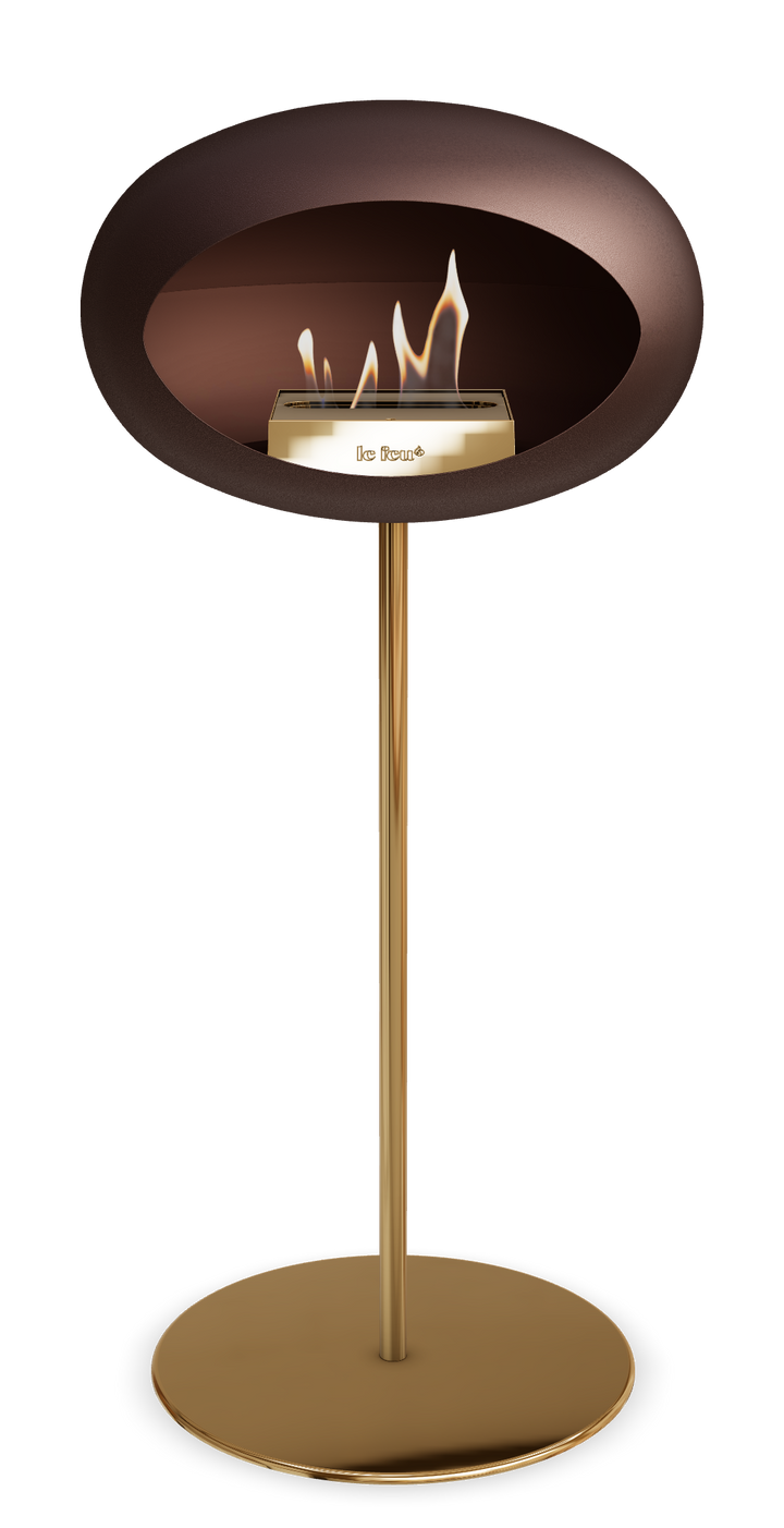 Le Feu GROUND STEEL HIGH Mokka Ø 25 mm – Rohr Roségold, Brenner Roségold, Bodenplatte Roségold