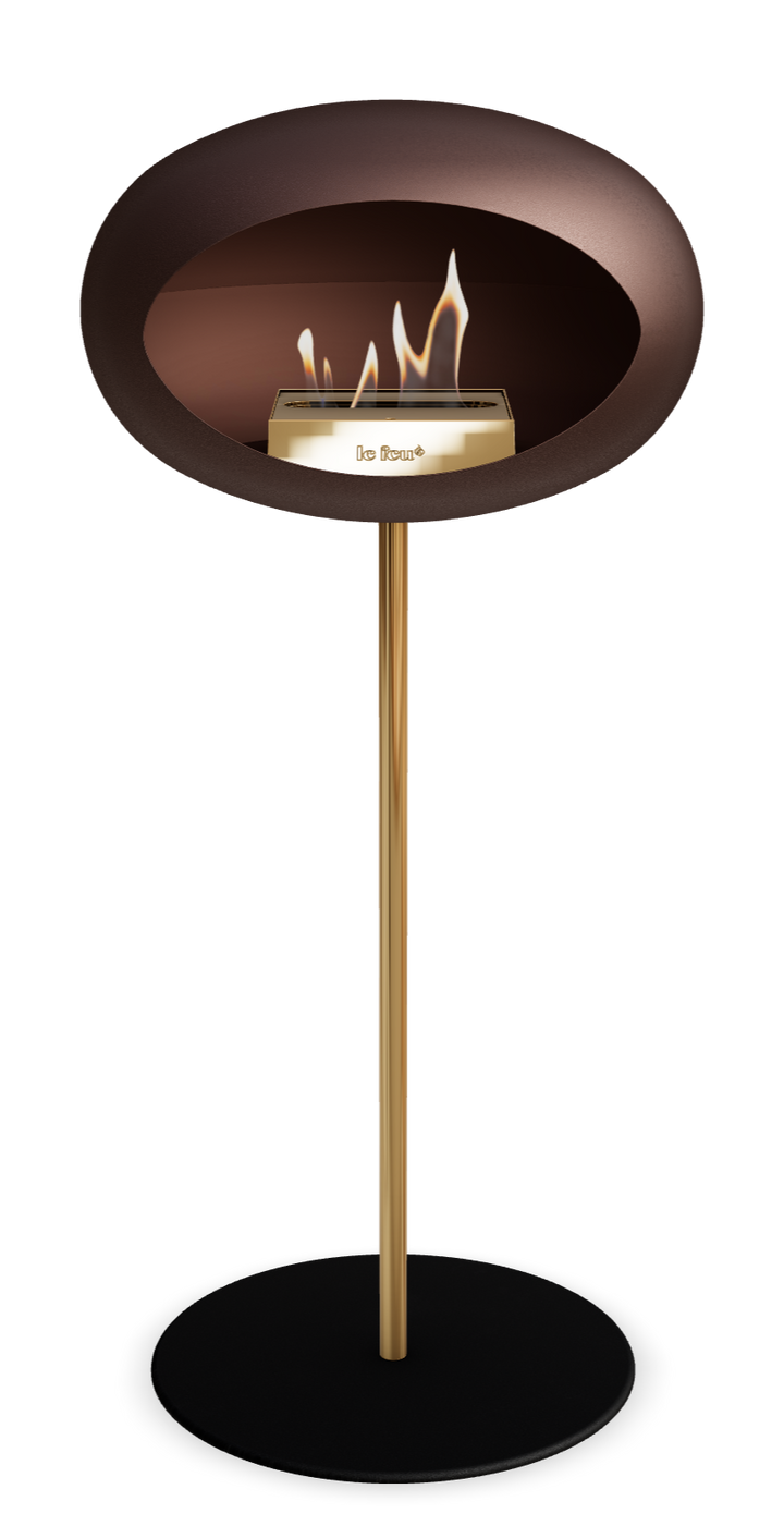 Le Feu GROUND STEEL HIGH Mokka Ø 25 mm – Rohr Roségold, Brenner Roségold, Bodenplatte Schwarz