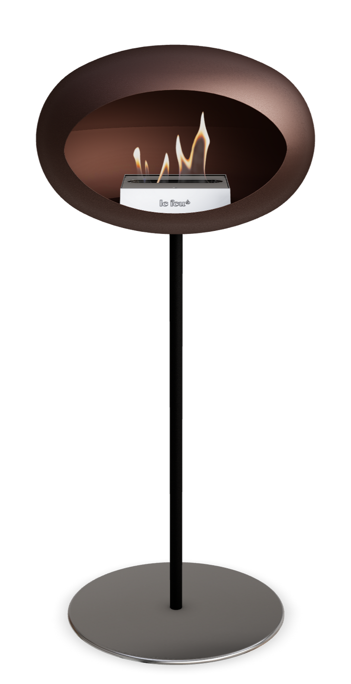 Le Feu GROUND STEEL HIGH Mokka Ø 25 mm – Rohr Schwarz, Brenner Edelstahl, Bodenplatte Edelstahl