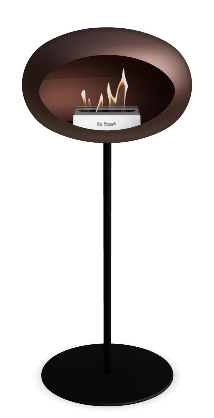 Le Feu GROUND STEEL HIGH Mokka Ø 25 mm – Rohr Schwarz, Brenner Edelstahl, Bodenplatte Schwarz